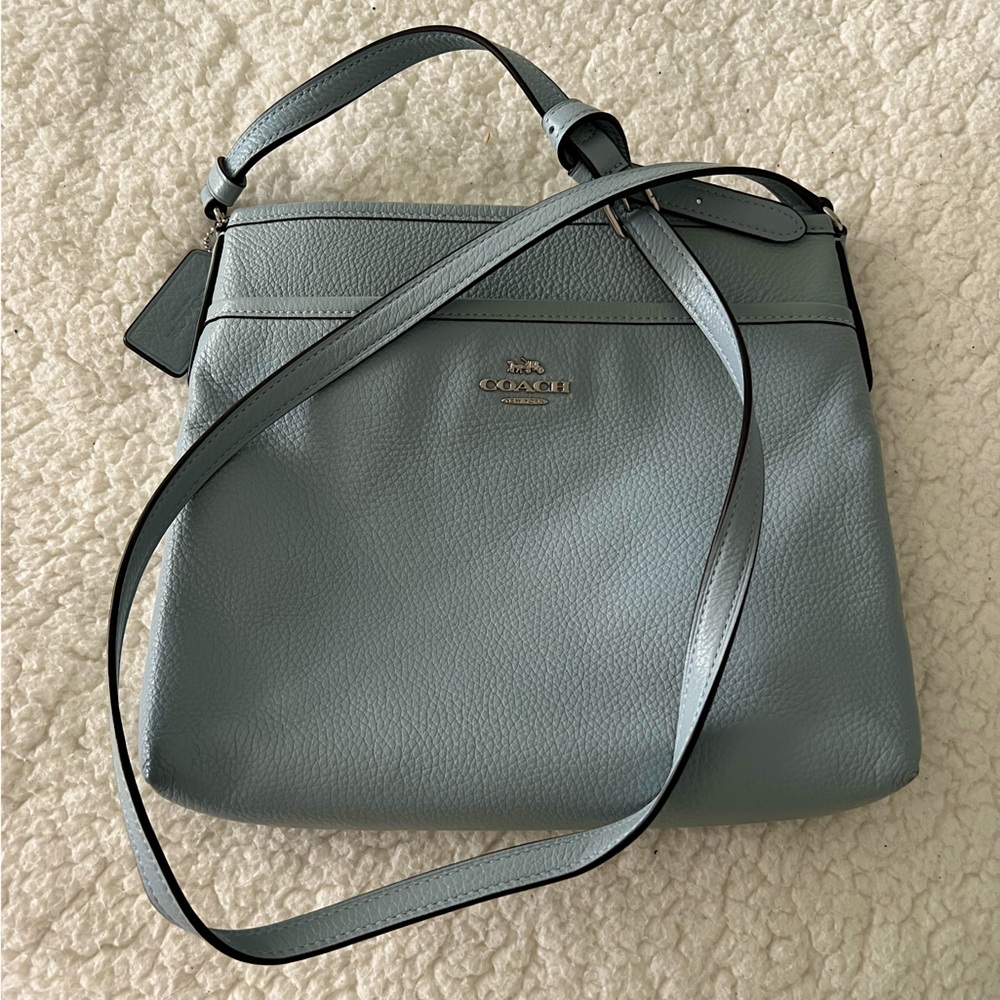 COACH light blue messenger crossbody bag